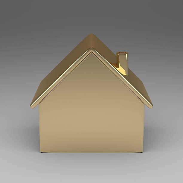 istock Golden cottage on gray 466703686