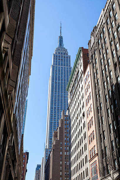 edifici di new york, all'empire state building, new york - new york state new york city vanishing point national landmark foto e immagini stock