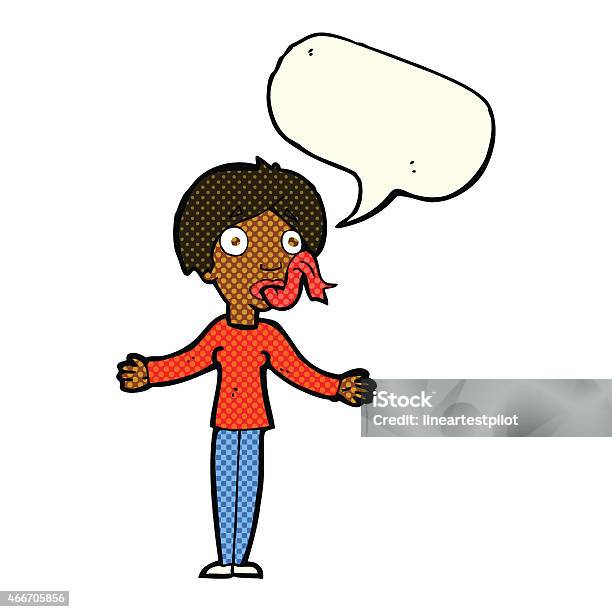 Cartoon Woman Telling Lies With Speech Bubble Stock Illustration - Download Image Now - 2015, Cheerful, Clip Art