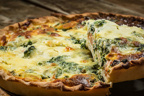 istock Slice of spinach pie. Closeup. 466708339