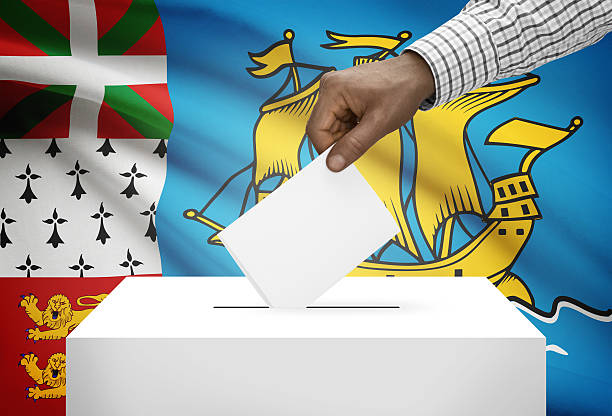 istock Ballot box with flag on background. Saint Pierre and Miquelon 466708844