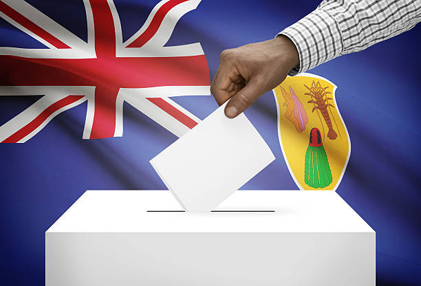 istock Ballot box with flag on background. Turks and Caicos Islands 466708880