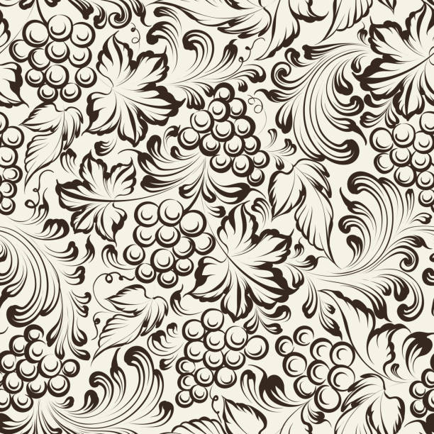 лоза бесшовный фон - grape nature design berry fruit stock illustrations