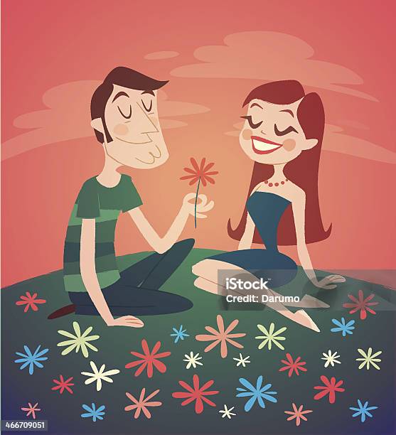 Romantisches Date Valentines Day Card Stock Vektor Art und mehr Bilder von Romantisches Verhältnis - Romantisches Verhältnis, Teenager-Alter, Frauen