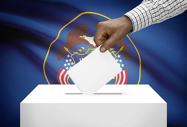 istock Ballot box with US state flag on background - Utah 466709650