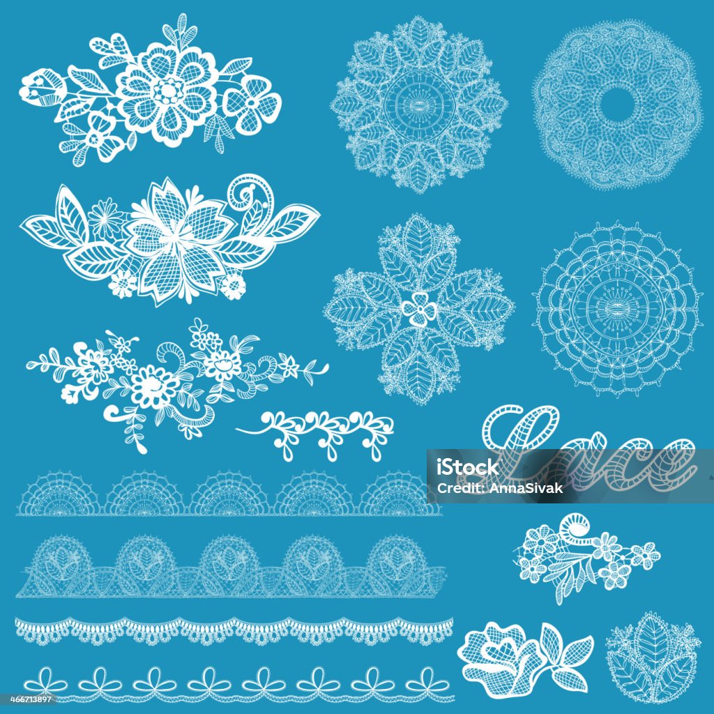 Set of lace, ribbons, flowers Set of lace, ribbons, flowers - for design and scrapbook - in vector Lace - Textile stock vector