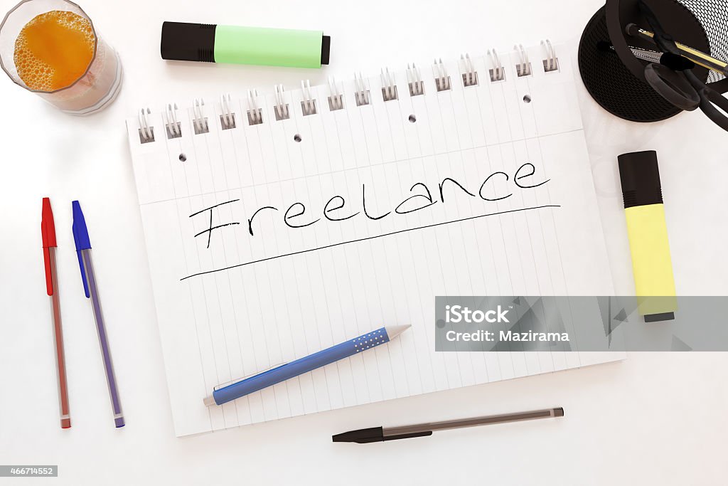 Freelance Freelance - handwritten text in a notebook on a desk - 3d render illustration. 2015 Stock Photo