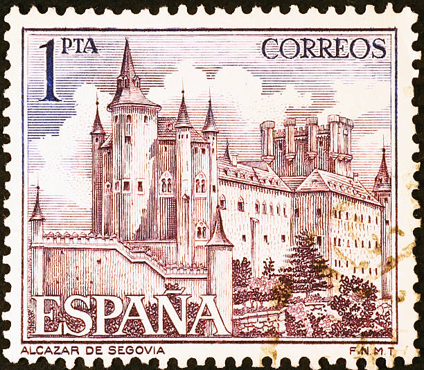 istock Alcazar de Segovia on a vintage spanish stamp 466715837