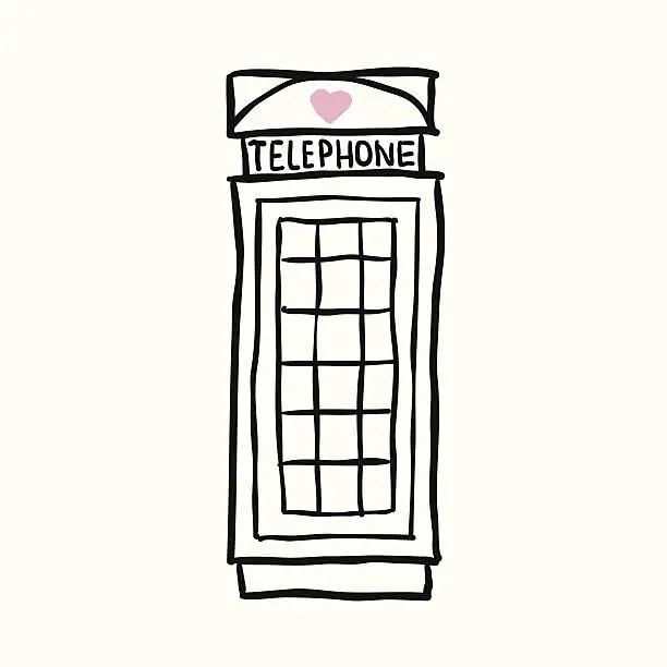 Vector illustration of London pay phone. sketch illustration on white background