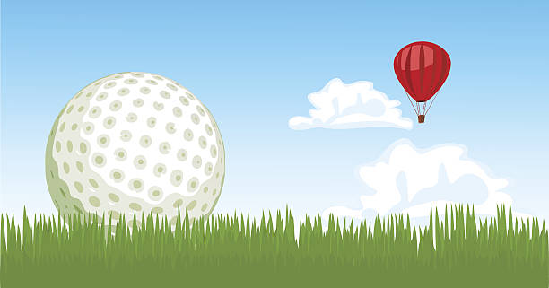 골프공 터치스크린을 사용하는 두 아이 - golf ball golf curve banner stock illustrations