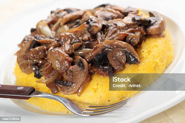Polenta With Mushrooms Stock Photo - Download Image Now - Polenta, Edible Mushroom, 2015
