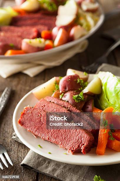 Homemade Corned Beef And Cabbage Stock Photo - Download Image Now - Corned Beef, Cabbage, Dinner