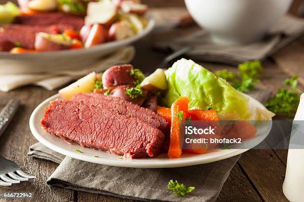 Homemade Corned Beef And Cabbage Stock Photo - Download Image Now - Corned Beef, Cabbage, Meal