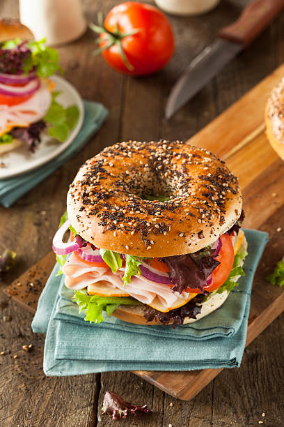 istock Healthy Turkey Sandwich on a Bagel 466722992