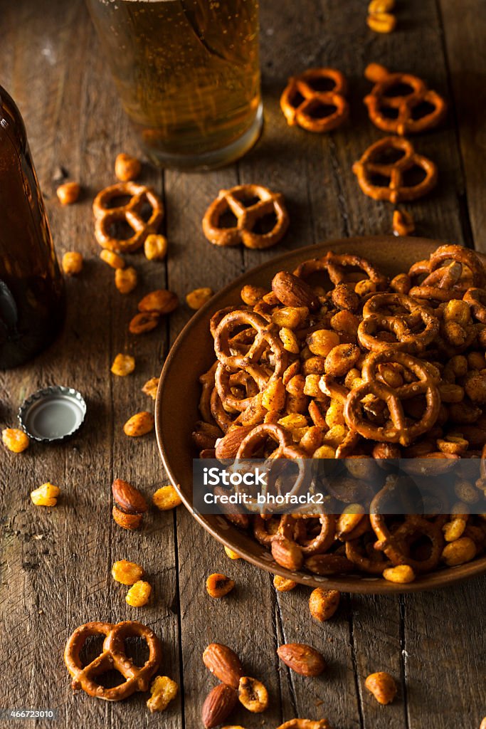 Seasoned Pub Snack Mix Seasoned Pub Snack Mix with Nuts and Pretzels 2015 Stock Photo