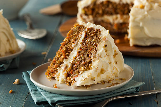 Healthy Homemade Carrot Cake Healthy Homemade Carrot Cake Ready for Easter carrot cake stock pictures, royalty-free photos & images