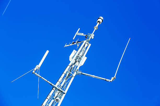 Weather station against blue sky
