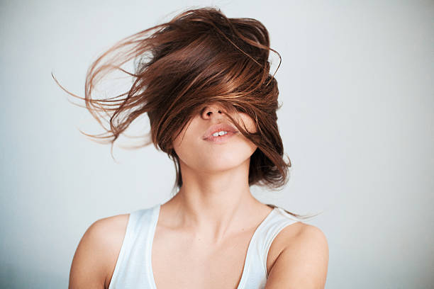 istock The woman's face half closed by hair 466724738