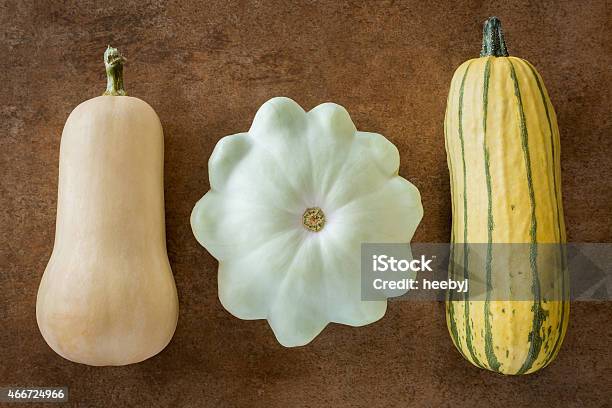 Three Squash Varieties Stock Photo - Download Image Now - Squash - Vegetable, 2015, Aging Process