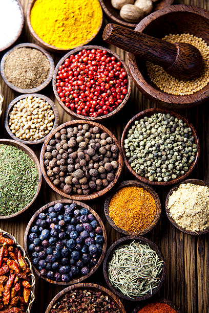 istock Spices on wooden bowl background 466726355