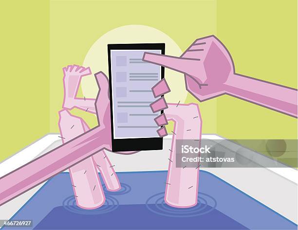 Phone In The Bath Stock Illustration - Download Image Now - After Work, Bathroom, Bathtub