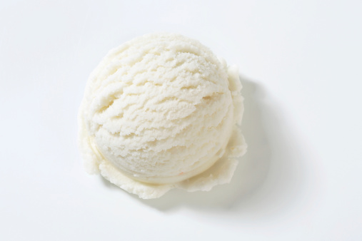 scoop of lemon ice cream isolated on white background