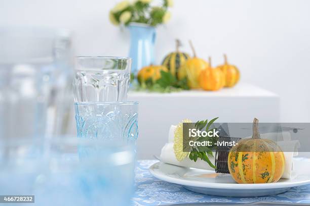 Thanksgiving Table Setting Stock Photo - Download Image Now - Place Setting, Autumn, Thanksgiving - Holiday