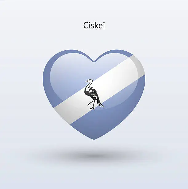 Vector illustration of Love Ciskei symbol. Heart flag icon.