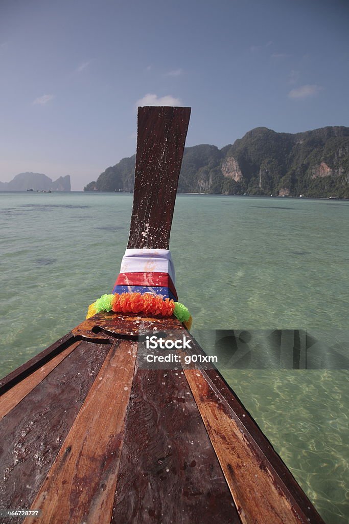 Longtail Boat Longtail Boat at Tonsai bay in Phiphi island, Krabi province,  Thailand. Andaman Sea Stock Photo