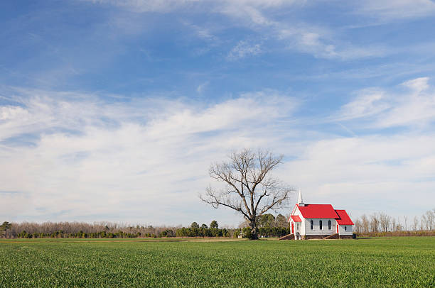 istock Red Roofed Church in Rural Setting 466728964