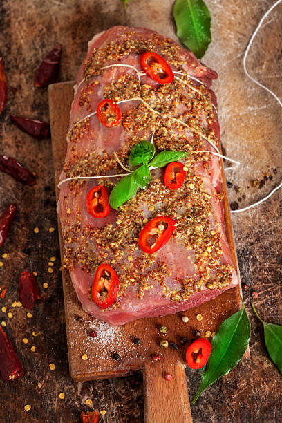 istock Fresh Raw meat with spices and mustard 466728976