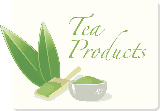 green teaproducts. - tea leaves green tea environmental conservation ökonomisch stock illustrations