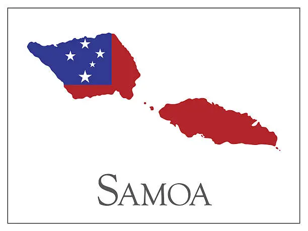 Vector illustration of Samoa flag map