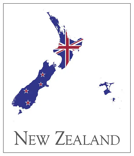 Vector illustration of New Zealand flag map