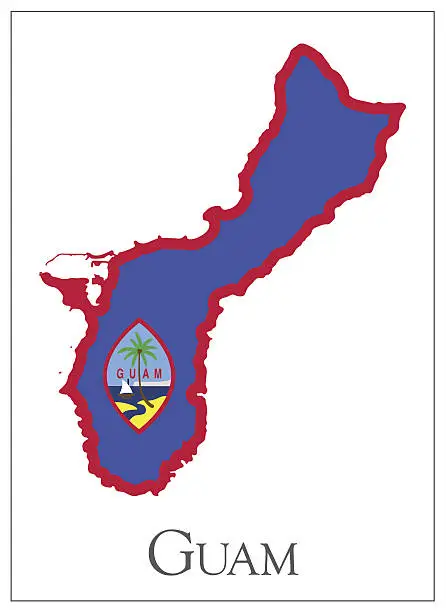 Vector illustration of Guam flag map