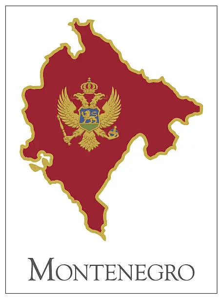 Vector illustration of Montenegro flag map