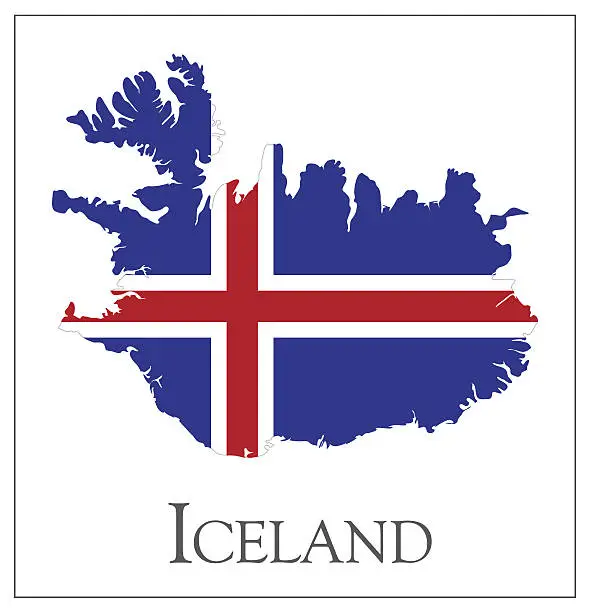 Vector illustration of Iceland flag map