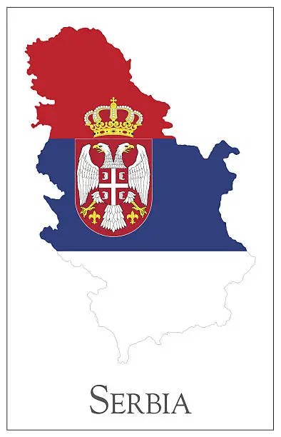 Vector illustration of Serbia flag map