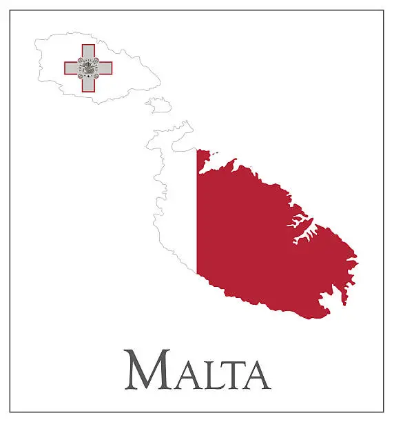 Vector illustration of Malta flag map