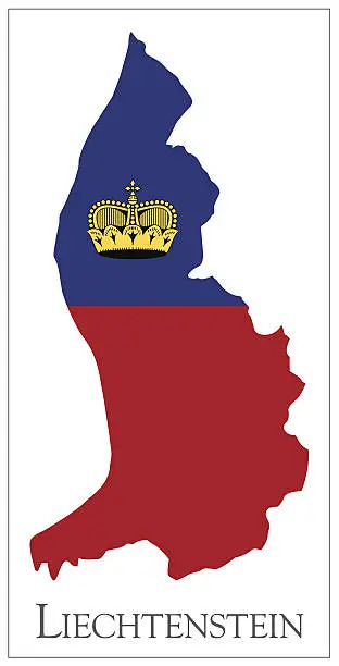 Vector illustration of Liechtenstein flag map