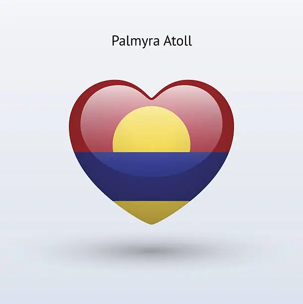 Vector illustration of Love Palmyra Atoll symbol. Heart flag icon.