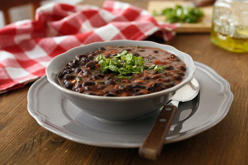 Black bean soup in a bowl