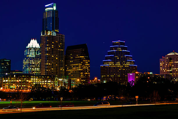 istock Austin Texas Skyline Frost Bank Tower Night 466732576
