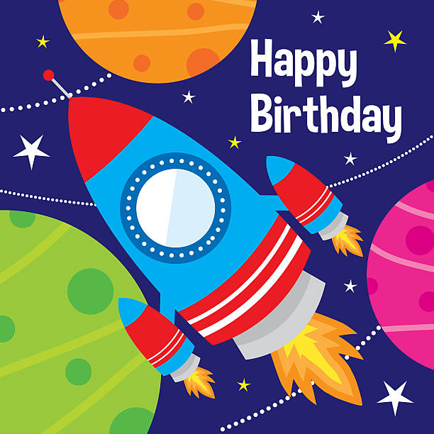  .  Fiestas De Cumpleaños De Cohetes Ilustraciones, gráficos vectoriales libres de derechos y clip art