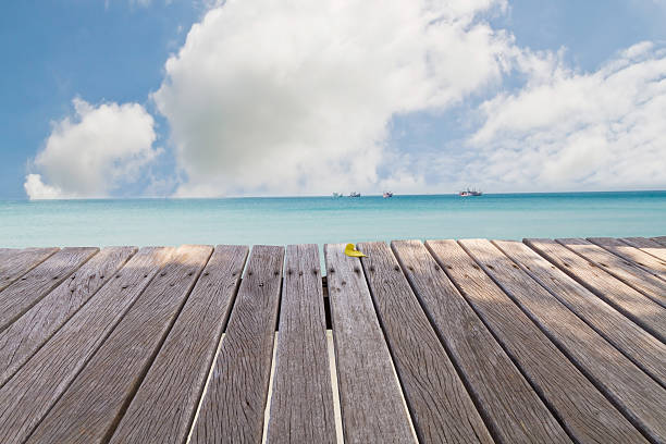 Wooden bridge on way to harbor, close-up