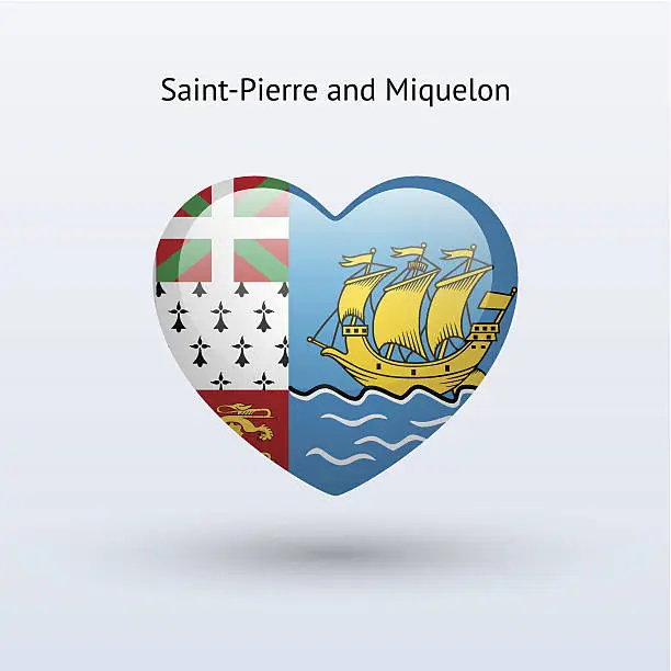 Vector illustration of Love Saint-Pierre and Miquelon symbol. Heart flag icon.