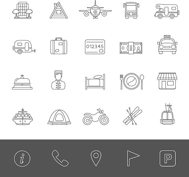Line Icons - Vacation vector art illustration