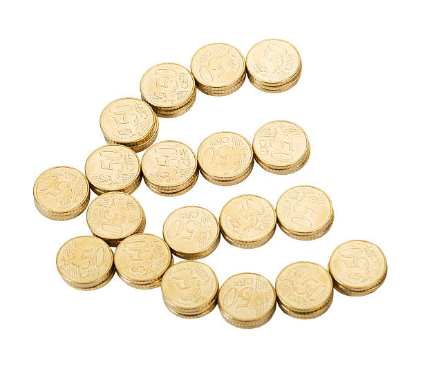 istock Gold Euro currency symbol on white 466734145