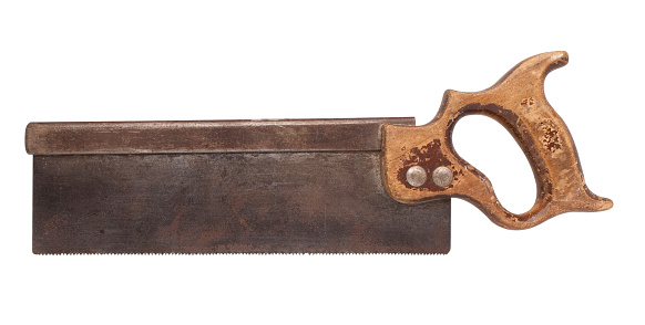 Old hand saw isolated on white with clipping path