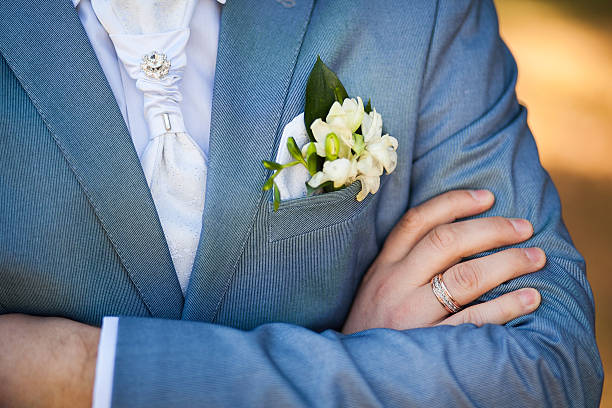 istock Hands of groom getting ready in suit, prepares for wedding 466736674